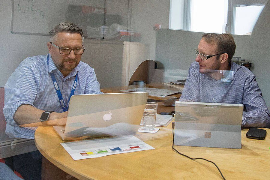 David Burton and Paul Roberts of Metroline Security working on obtaining ISO 9001 Accreditation